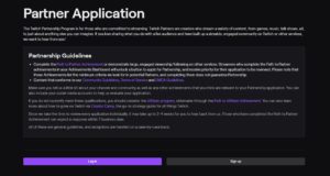 Twitch partnership application